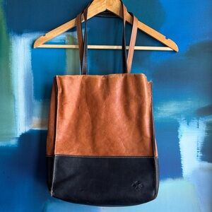 Patricia Nash Brown and Black Leather Tote